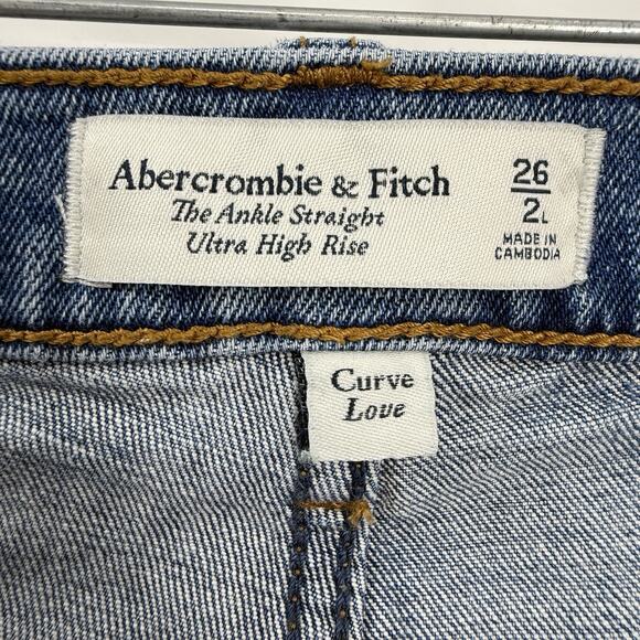 Abercrombie Fitch Ankle Straight Ultra High Rise Jeans size 26/2 Destroyed Denim - Picture 10 of 11